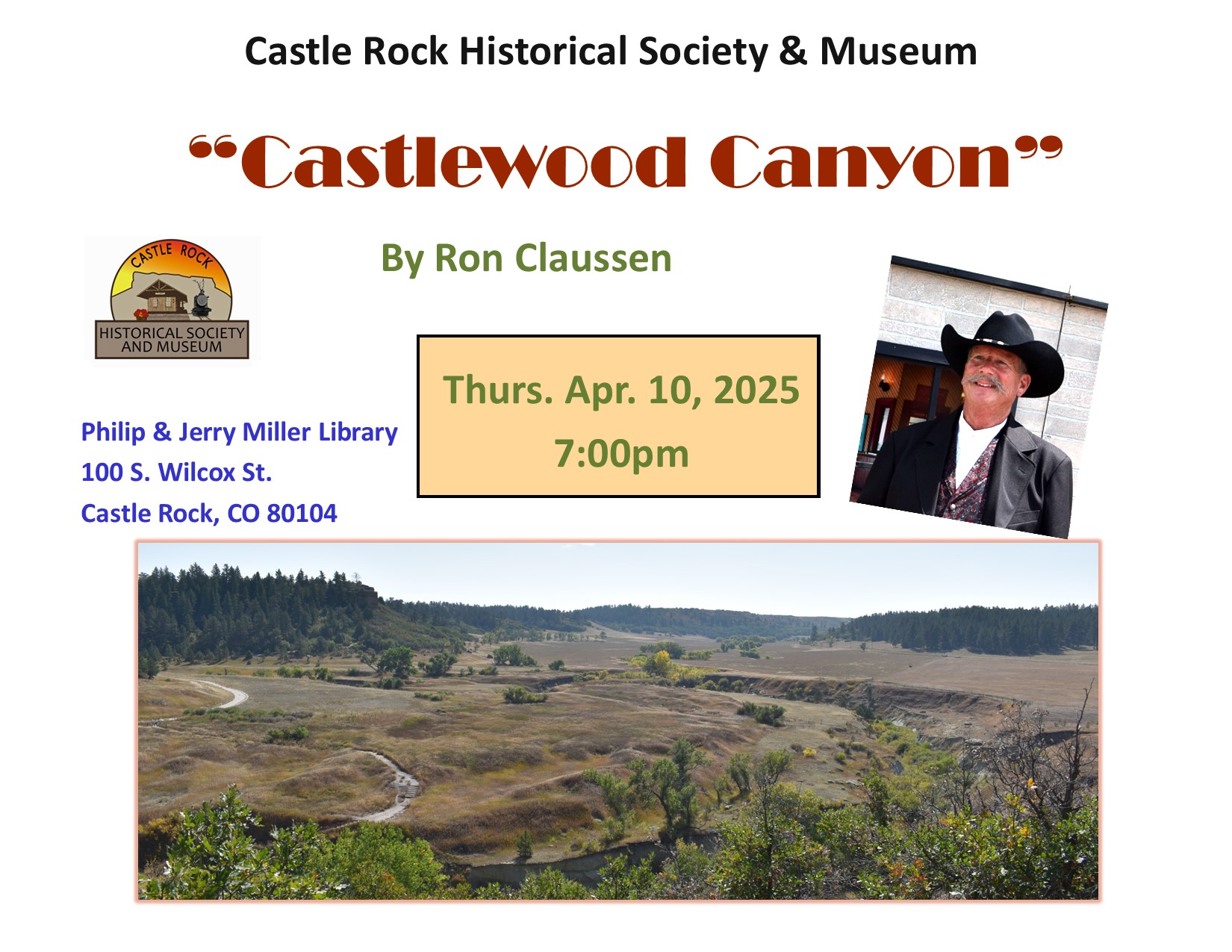 Castle Rock Historical Society & Museum's Monthly Presentation: Castlewood Canyon