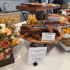 Coast2Coast Culinary fall spread with gingerbread, seasonal charcuterie and autumn florals