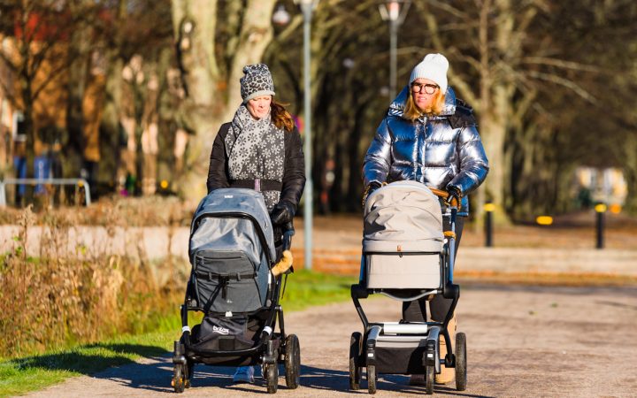 Morning walk with prams